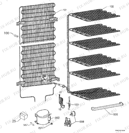 Взрыв-схема холодильника Electrolux RUF2244AOW - Схема узла Cooling system 017